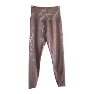 Beyond Yoga Lost Your Marbles 7/8  Leggings Dusty Mauve & Shiny Gunmetal Small